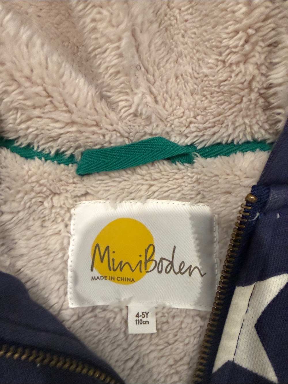 Mini Boden Navy Star Hooded Zip-Up Sweatshirt - Picture 2 of 4